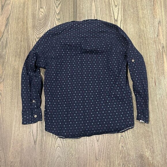 Level Ten Boys Youth Button-Up Shirt Long Sleeves Geo Print Collared Navy Size M - Picture 4 of 4
